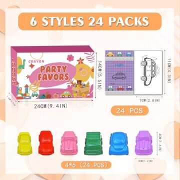 ONEHAUS 24 Pcs Valentines Cards Kids with Car Shaped Crayon - Boys Valentines Day Gifts for School Classroom, Perfect Valentines Class Party Favors for Toddler, Girls and Boys