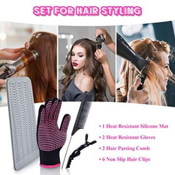 MORGLES Heat Resistant Gloves Set - Complete Hair Styling Accessories