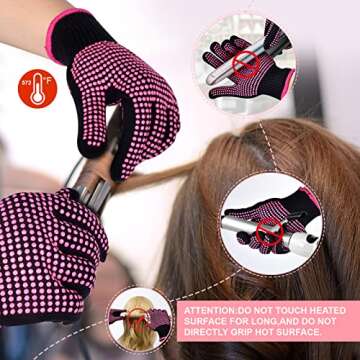 MORGLES Heat Resistant Gloves Set for Hair Styling Tools