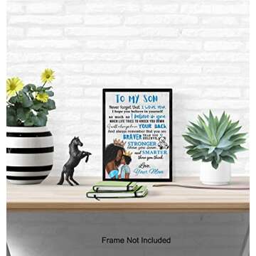 Boys Bedroom Decor - Black Art - African American Art - To My Son Gifts from Mom - Little Boys Room Decor - Wall Art for Boys - Blue Baby Boy Nursery Decor - Kids Room Decor - Family Decor