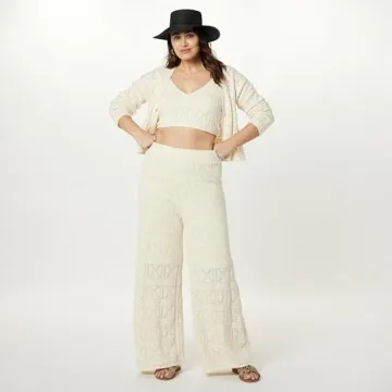 Stylish The Drop Women’s Diza Crochet Flare Pants