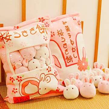 Charming Cherry Blossom Bunny Plushies - Soft Decor Gifts