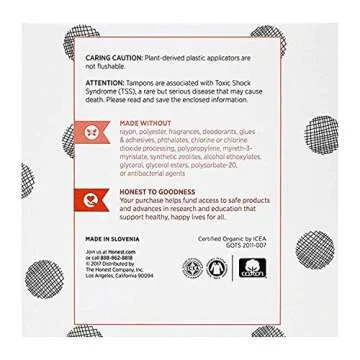 The Honest Company Organic Cotton Tampons with Plant-Based Compact Applicator | Super | Hypoallergen...