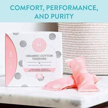 The Honest Company Organic Cotton Tampons with Plant-Based Compact Applicator | Super | Hypoallergenic & Breathable | GOTS-Certified Organic Cotton | Feminine Hygiene Products | 16 Count