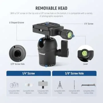 NEEWER Carbon Fiber Mini Tripod with Remote, 20"