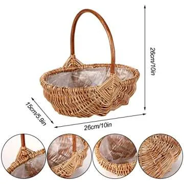 WYI Handmade Rattan Flower Basket for Weddings and Home
