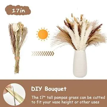 HappyHapi 110 PCS Dried Pampas Grass for Home & Weddings