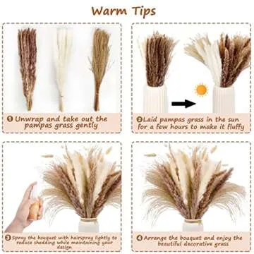 HappyHapi 110 PCS Dried Pampas Grass for Home & Weddings