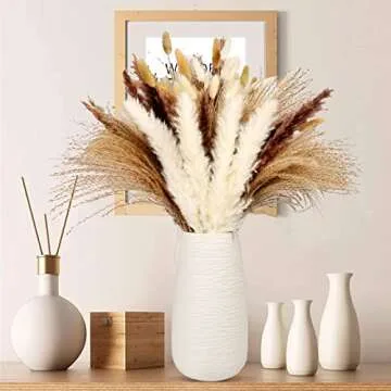 HappyHapi 110 PCS Dried Pampas Grass for Home & Weddings