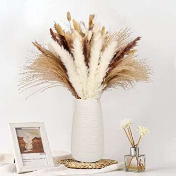 HappyHapi 110 PCS Dried Pampas Grass for Home & Weddings