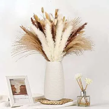 HappyHapi 110 PCS Dried Pampas Grass for Home & Weddings