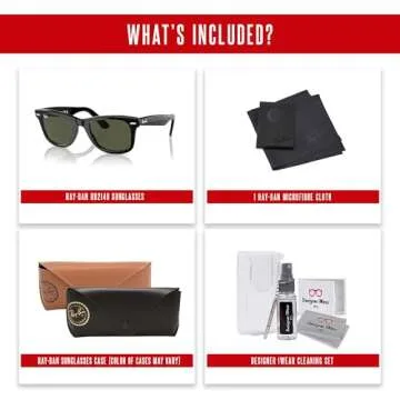 Ray-Ban RB2140 WAYFARER 901 50M Black/Crystal Lens G-15 Green Square Sunglasses + BUNDLE with Designer iWear Eyewear Kit
