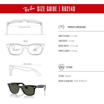 Ray-Ban RB2140 WAYFARER 901 50M Black/Crystal Lens G-15 Green Square Sunglasses + BUNDLE with Designer iWear Eyewear Kit