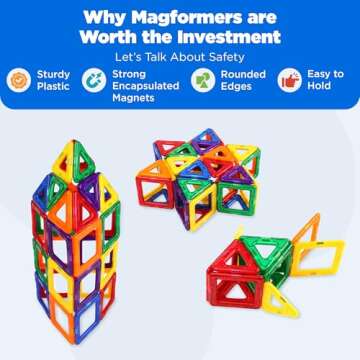 Magformers Designer 62-Piece Set - Magnetic Tiles Building Blocks, Educational Kit, STEM Toy Set - M...