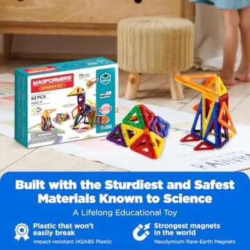 Magformers 62-Piece Magnetic Tiles Building Set for Kids