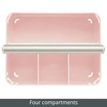 mDesign Under Sink Storage – Plastic and Metal Bathroom Caddy – Portable Cosmetics Storage Organiser – Light Pink/Matte Silver