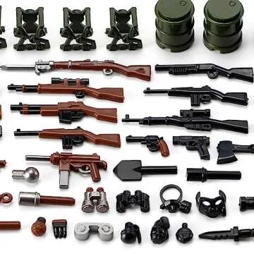 Feleph WW2 Weapons Set US Military Toy Kit for Soldier Figures Model Pack Army Equipment Gear Pieces Compatible with Major Brands