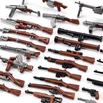 Feleph WW2 Weapons Set US Military Toy Kit for Soldier Figures Model Pack Army Equipment Gear Pieces Compatible with Major Brands