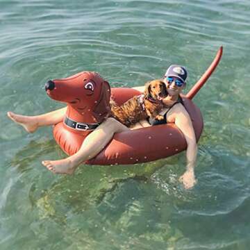 GoFloats Wiener Dog Party Tube Inflatable Raft, Float in Style (for Adults and Kids)