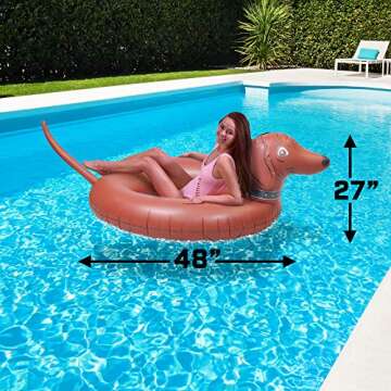 GoFloats Wiener Dog Party Tube Inflatable Raft, Float in Style (for Adults and Kids)
