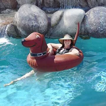 GoFloats Wiener Dog Party Tube Inflatable Raft, Float in Style (for Adults and Kids)