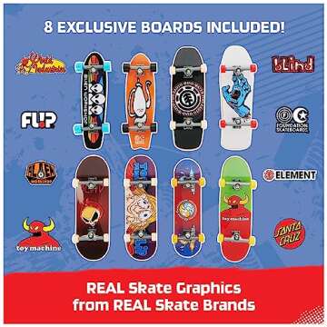 Tech Deck, 25th Anniversary 8-Pack Fingerboards with Exclusive Figure, Collectible and Customizable ...
