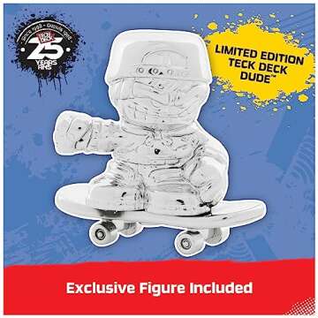 Tech Deck, 25th Anniversary 8-Pack Fingerboards with Exclusive Figure, Collectible and Customizable Mini Skateboards, Kids Toys for Ages 6 and up