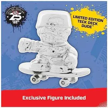 Tech Deck, 25th Anniversary 8-Pack Fingerboards with Exclusive Figure, Collectible and Customizable Mini Skateboards, Kids Toys for Ages 6 and up