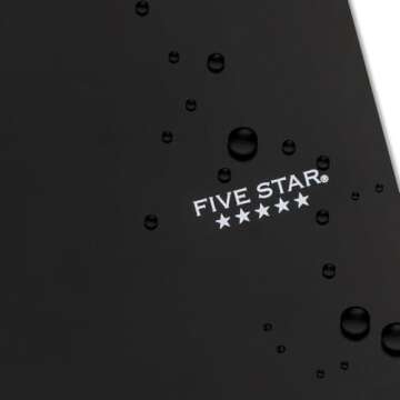 Five Star Spiral Notebook Plus Study App, 5 Subject, Wide Ruled Paper, Fights Ink Bleed, Water Resistant Cover, 8" x 10-1/2", 200 Sheets, Black (72045)