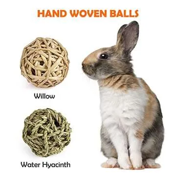 Sofier Rabbit Toys Bunny/Guinea Pig Toys Natural Timothy Hay Hamster Toys for Teeth Handmade Chews and Treats Apple Wood Sticks Chinchilla Rat