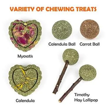 Sofier Rabbit Toys Bunny/Guinea Pig Toys Natural Timothy Hay Hamster Toys for Teeth Handmade Chews and Treats Apple Wood Sticks Chinchilla Rat