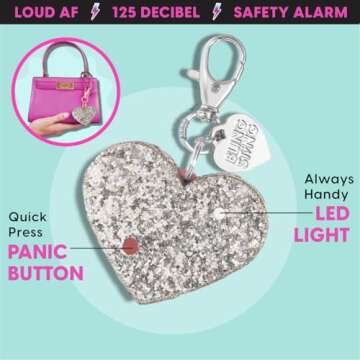 BLINGSTING Personal Safety Alarm & Car Escape Hammer Tool, 125 db Siren Keychain & LED Light, Emergency Window Breaker & Seat Belt Cutter, Women's Cute Auto Accessories