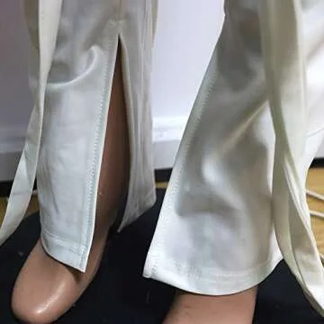 MESLIMA Women's Sexy 2 Piece Outfits Sleeveless Tank Top Solid Lace Up String Split Bodycon Pants Set Clubwear White S