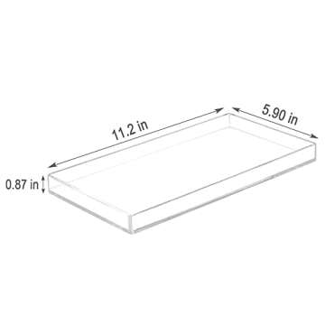 Bigfety Acrylic BathroomTray for Counter, Handmade Clear Trays Sturdy Organizer for Cup, Sponge, Soap, Plant (Large, Clear)