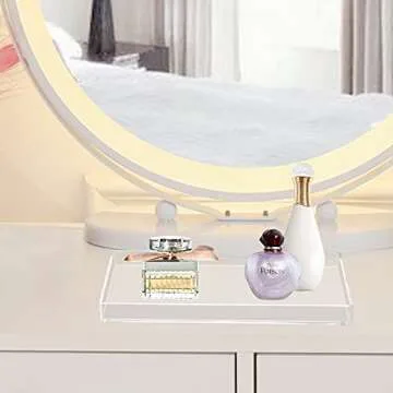 Bigfety Acrylic BathroomTray for Counter, Handmade Clear Trays Sturdy Organizer for Cup, Sponge, Soap, Plant (Large, Clear)