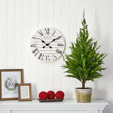 Nearly Natural 3.5ft. Cedar Pine Natural Look Artificial Tree in Decorative Planter