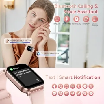 Jacoosa Smart Watch, 1.85" HD Smartwatch for Men Women (Answer/Make Calls), Fitness Watch with 120+ Sports Modes, IP68 Waterproof, Heart Rate/Sleep Monitor, Activity Trackers for iOS/Android (Pink)