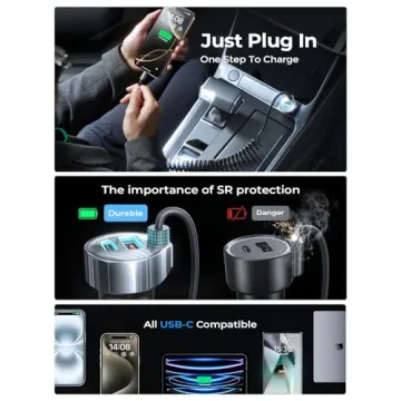 LISEN 65W Fast Charging USB-C Car Charger for iPhone 16/15