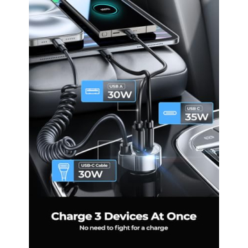 LISEN 65W Fast Charging USB-C Car Charger for iPhone 16/15