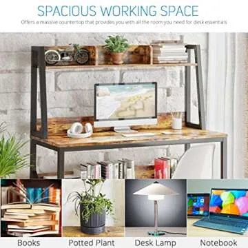 VIPEK Rustic Brown Computer Desk with Hutch and Shelves