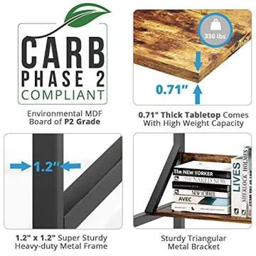VIPEK Rustic Brown Computer Desk with Hutch and Shelves