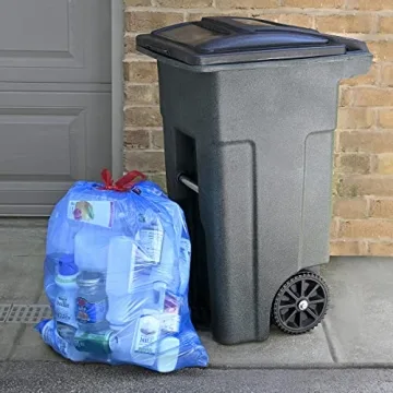 Amazon Basics Blue Drawstring Recycling Bags 13 Gallon - 60 Count