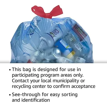 Amazon Basics Blue Drawstring Recycling Bags 13 Gallon - 60 Count