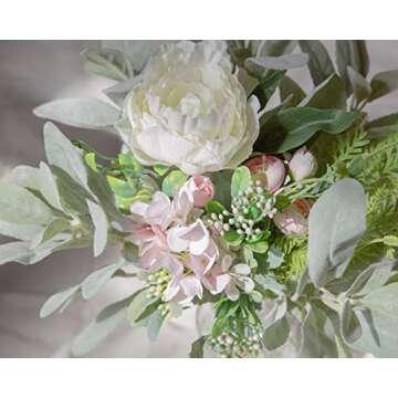 SUUKI Faux Lambs Ear Stems 5Pcs Flocked Artificial Greenery Solid Spray Fake Rabbit Ear Leaves for Home Wedding DIY Craft Floral Arrangement