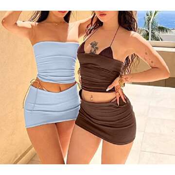 Stylish Y2k 2 Piece Skirt Set for Women - Summer Clubwear
