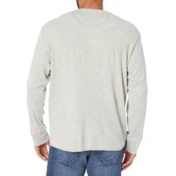 Wrangler Authentics Men's Long Sleeve Waffle Henley, Light Heather Gray, Large