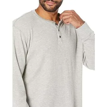 Wrangler Authentics Men's Long Sleeve Waffle Henley, Light Heather Gray, Large