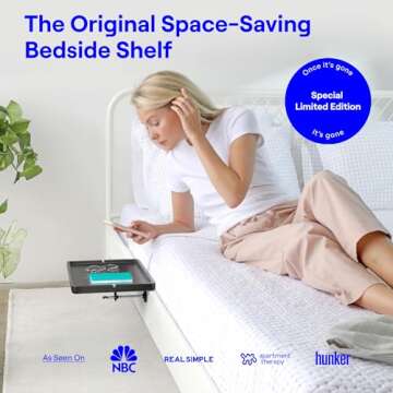 BedShelfie Bedside Shelf for Bunk Bed & Top Bunk, College Dorm Room Essentials, Loft Nightstand, Flo...