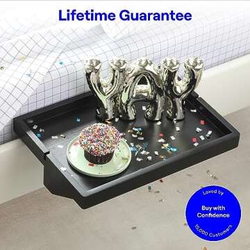 BedShelfie Bedside Shelf for Bunk Bed & Top Bunk, College Dorm Room Essentials, Loft Nightstand, Floating Bed Side Table Tray Storage, Dorm Room Decor, College Dorm Essentials - Minimalist Black Wood