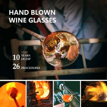 yymall Red Wine Glasses Set of 4, Premium Crystal 15 oz Hand Blown White Wine Glasses with Thin Rim,Long Stem,for Unique Wedding Anniversary or Birthday Gift